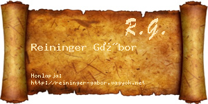 Reininger Gábor névjegykártya